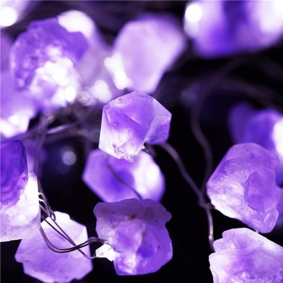 Decorative Lights Amethyst LED String Lights Battery Operated with Remote 10 ft - Picture 3 of 6
